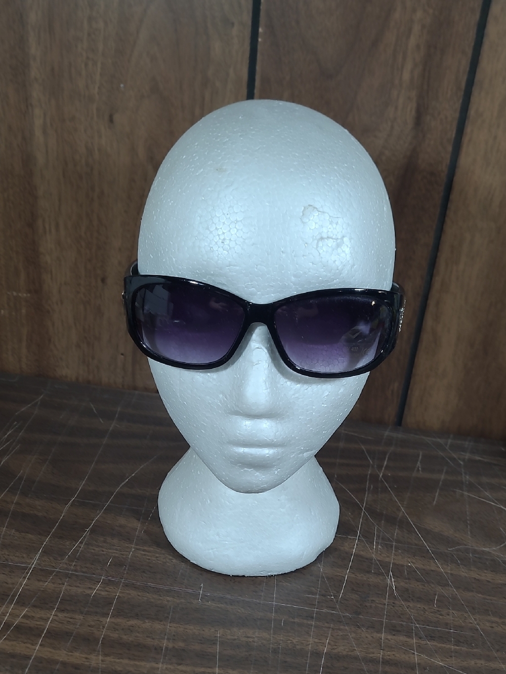 Classic Women's Sunglasses - Black Frame with Purple Gradient Lens #12